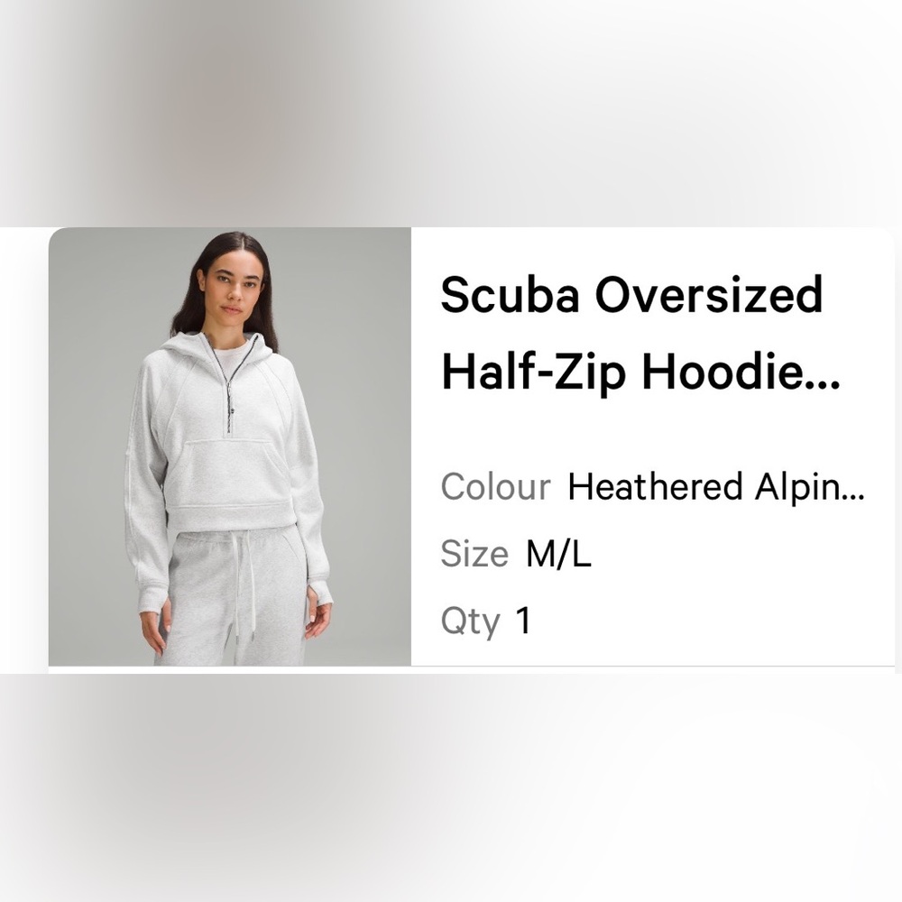 Lululemon Athletica scuba oversized half zip hoodie plush interior size M/L